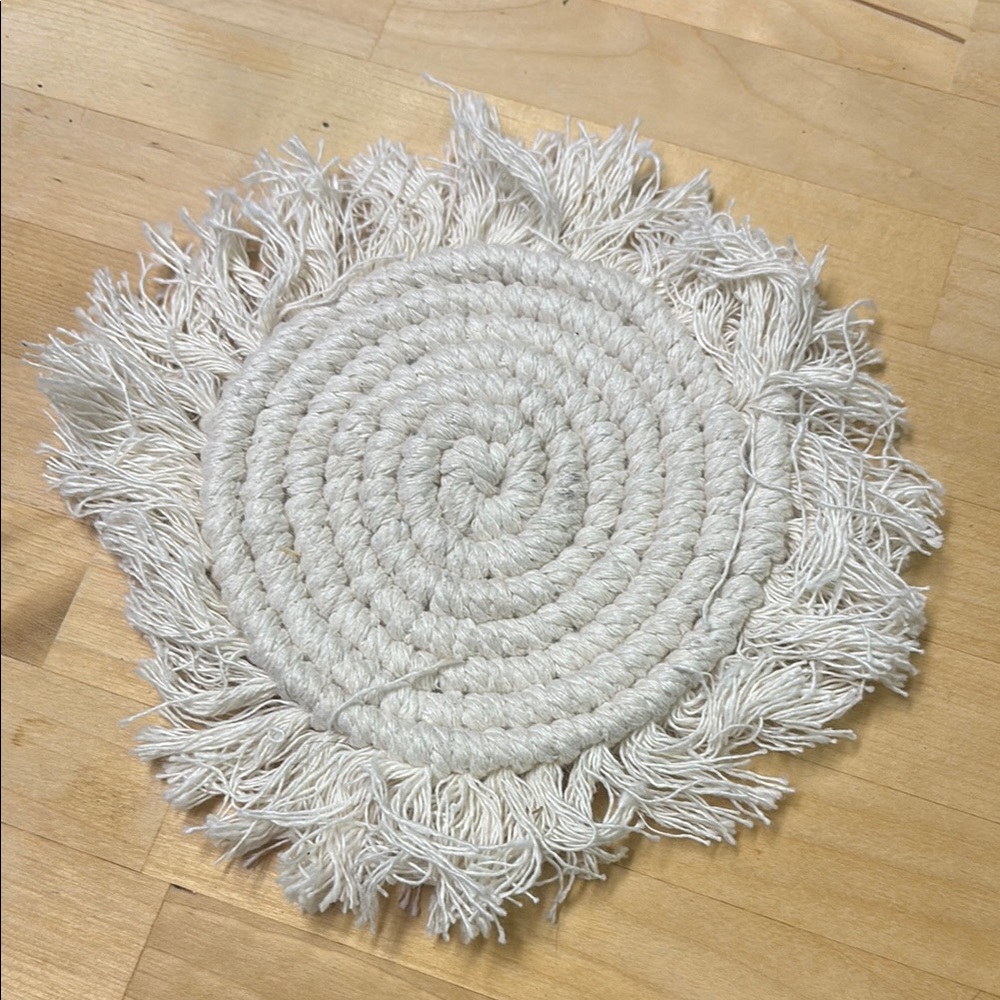 Handmade Woven Coaster with Fringe